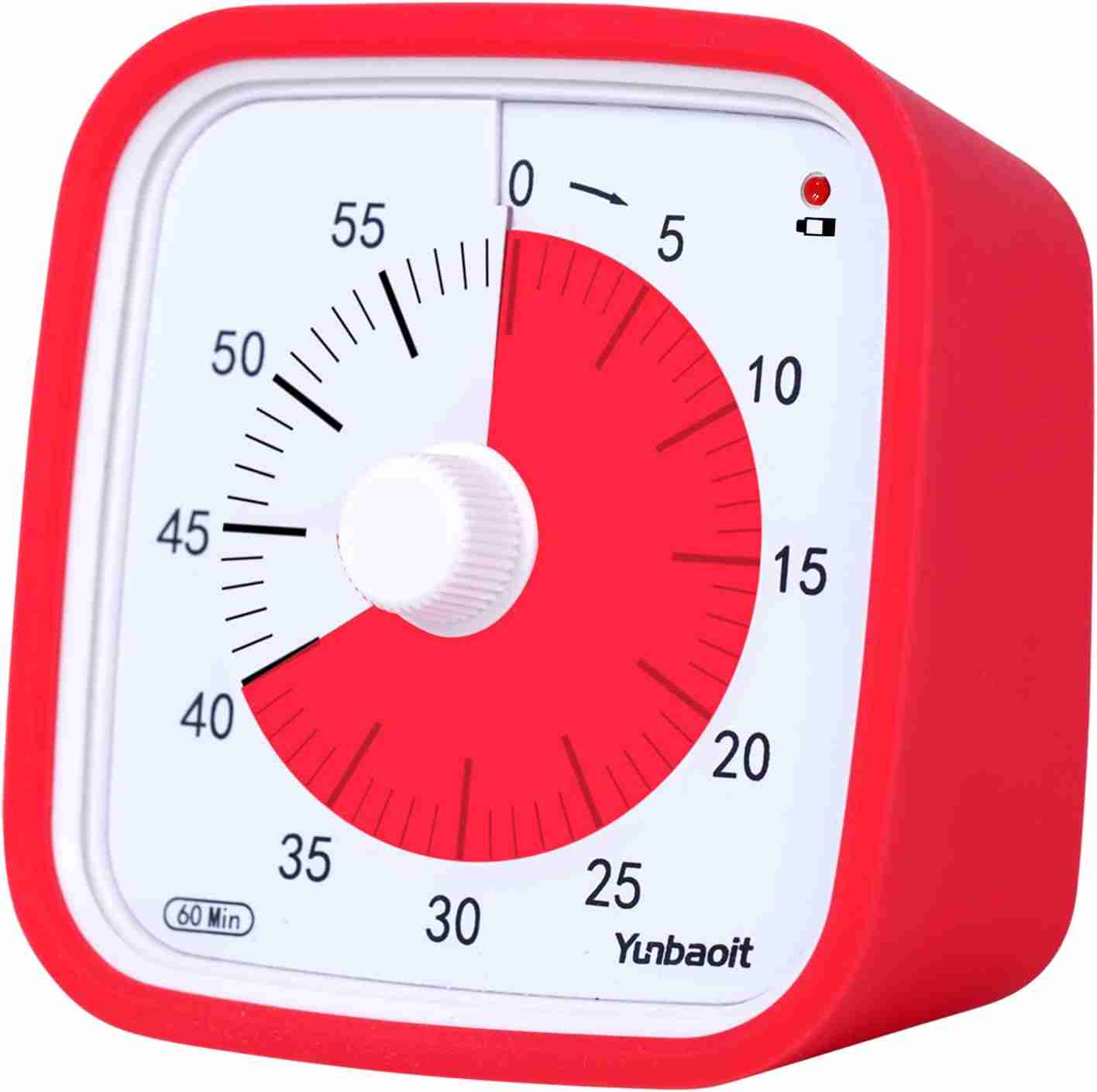 Holiday gifts for your favourite ADHD-brains 3 A red and white square kitchen timer showing 10 minutes remaining, perfect for ADHD holiday gifts. Its large dial and clear numbers up to 60, along with the red section indicating time left, make it both practical and easy to use.