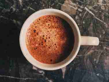 Image of a mug of hot chocolate from above