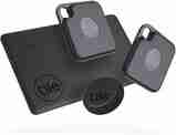 Holiday gifts for your favourite ADHD-brains 13 A set of black phone accessories, perfect as ADHD gifts, includes two phone cases with circular mounts, a rectangular mountable pad, and a round magnetic holder, all arranged on a white background.